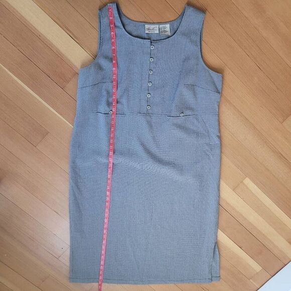 Vintage‎ 90s sleeveless tank dress houndstooth print button front - Picture 6 of 8